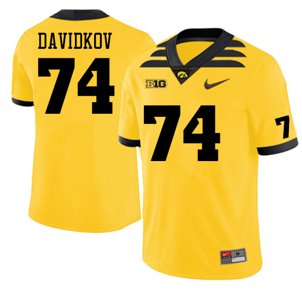 Men #74 David Davidkov Iowa Hawkeyes College Football Jerseys Sale-Gold